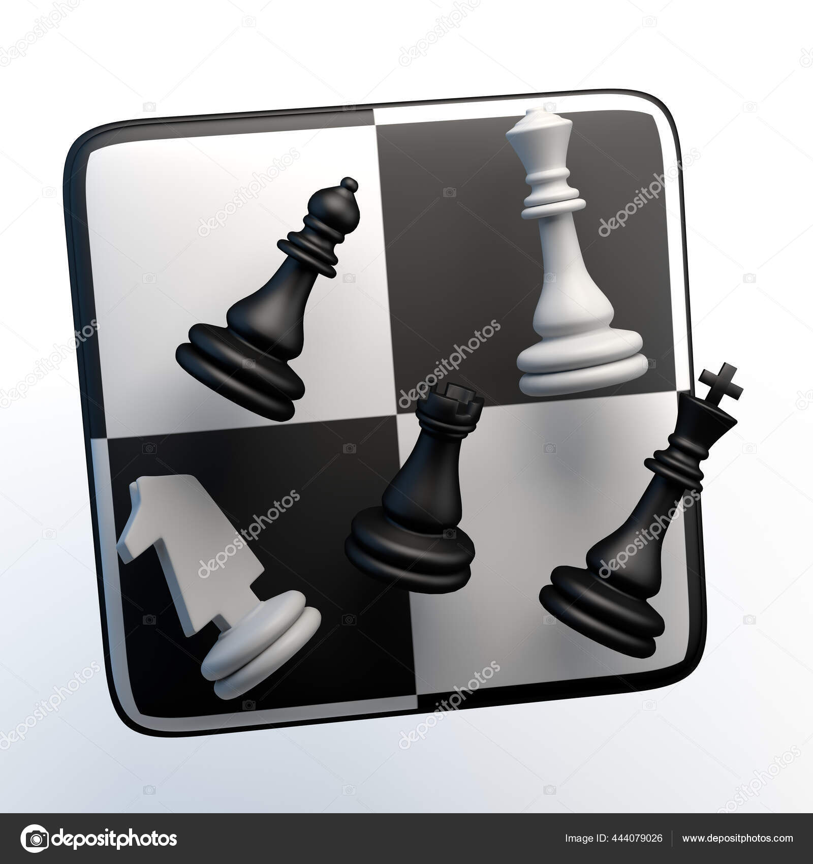 Chess Piece 3d Illustration Banner Of Pieces With A Fallen Pawn