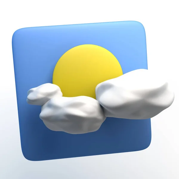 Значок Погоды Изолированный Белый Фон Иллюстрация Приложение Облака Солнце — стоковое фото