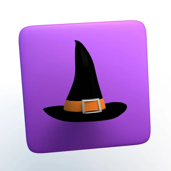 Halloween icon with witch hat on isolated white background. 3D illustration. App.