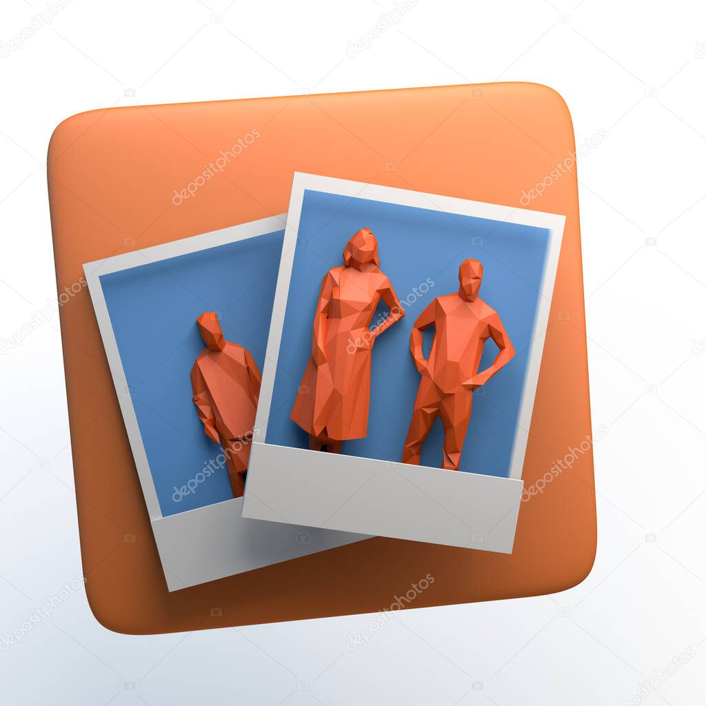 Image gallery icon white isolated. 3D illustration. App.