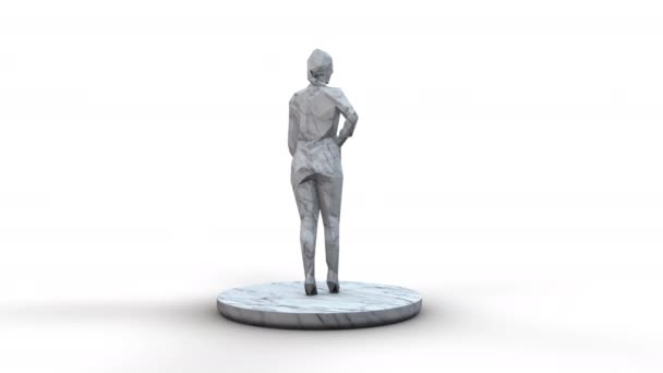 Sculpture Femme Marbre Clair Sur Socle Tournant Sur Fond Blanc — Video