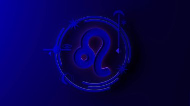 Koyu arkaplanda Leo Zodyak işareti var. Yıldız falı. Tarot.