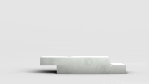 Ürünü görüntülemek için beyaz arkaplanda modern boş mermer kaidesi. 3 boyutlu görüntüleme. Minimalist.