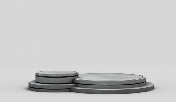 Socle Moderne Marbre Circulaire Vide Avec Bordures Noires Deux Hauteurs — Photo