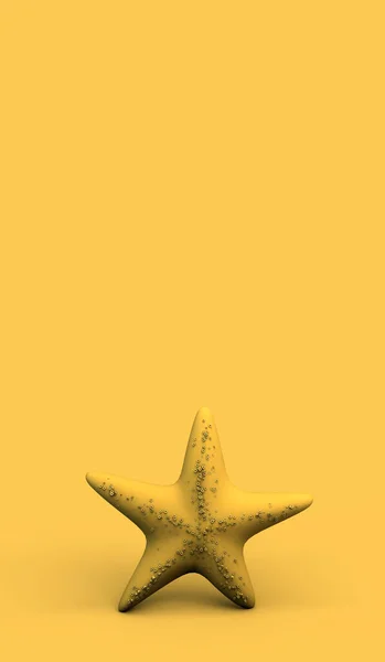 Estrella Mar Sobre Fondo Amarillo Pastel Concepto Verano Ilustración — Foto de Stock