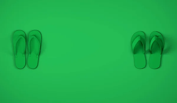 Flip Flops Auf Pastellgrünem Hintergrund Sommerkonzept Illustration — Stockfoto