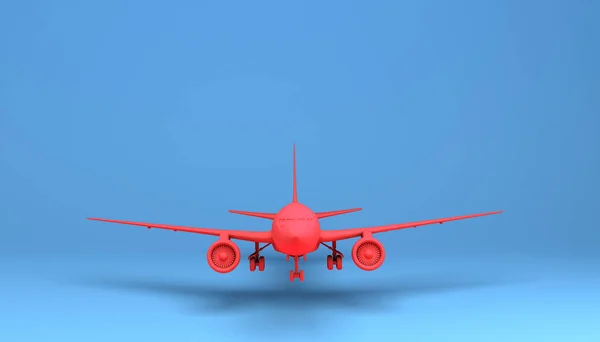 Orange Plane Landing Blue Background Illustration — Stock Photo, Image