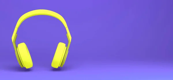 파란색 배경에 현대의 주황색 헤드폰 — 스톡 사진