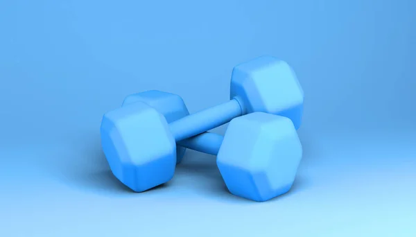 Pair Blue Dumbbells Illustration Fitness Concept — Stock Photo, Image