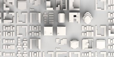 Şehrin en iyi manzarası. Soyut. Düz yatıyordu. Pankart. 3d illüstrasyon.