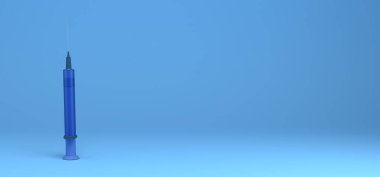 Aşı pankartı. Şırınga. 3 boyutlu illüstrasyon. Arkaplan.