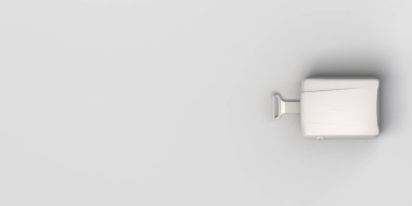 Bavulun üst görüntüsü. Soyut. Düz yatıyordu. Seyahat afişi. 3d illüstrasyon.