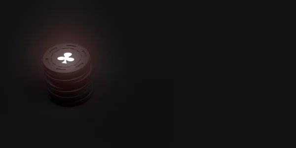 Poker sembollü kumarhane fişleri yığılmış. 3 boyutlu illüstrasyon. Kumar..