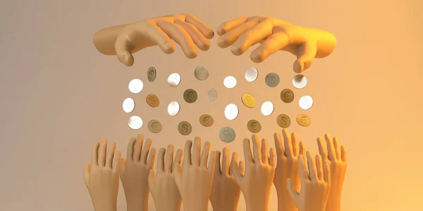 Filantropische Vlag Handen Die Geld Doneren Liefdadigheid Illustratie — Stockfoto