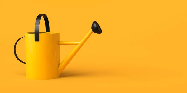 Lata Rega Amarela Com Detalhes Pretos Fundo Amarelo Ilustração — Fotografia de Stock