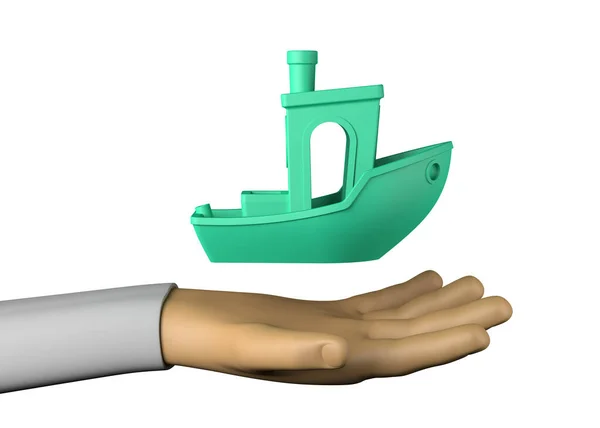 Hand Mit Spielzeugboot Illustration — Stockfoto