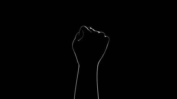 Black fist on black background with rim. Black Lives Matter. Blackout. Social justice concept. Banner. 3D render. Protest.