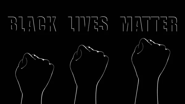 Black fist on black background with rim. Black Lives Matter. Blackout. Social justice concept. Banner. 3D render. Protest.