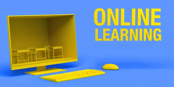 Концепція Онлайн Навчання Комп Ютером Шкільним Класом Повернутися Школи Ілюстрація — стокове фото