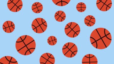Basketbol toplarının soyut animasyon arka planı. 4 bin. Vj döngüsü.