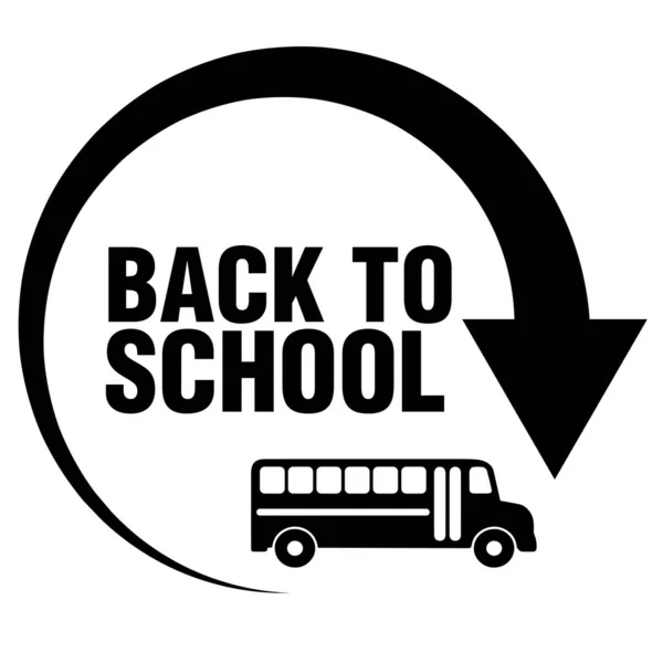 Icône Retour École Avec Flèche Circulaire Bus Scolaire — Image vectorielle