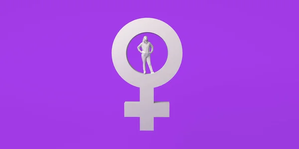 İçinde kadın sembolü ve kadın resmi olan pankart. Kadınlara Karşı Şiddetin Önlenmesi İçin Uluslararası Gün. 25 Kasım. Feminizm. 3 boyutlu illüstrasyon. Kadınlar Günü, 8 Mart.