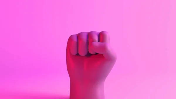 Banner with a woman\'s fist as a sign of struggle. International Day for the Elimination of Violence against Women. Feminism. 3D illustration. International Women\'s day. Pink background. March 8.