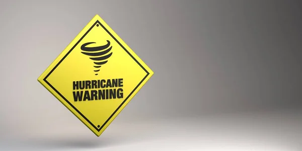 Hurricane warning sign. Banner. 3D illustration.