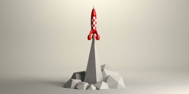 Roket fırlatıldı. 3d illüstrasyon. 