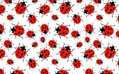 Uğur böcekleriyle kusursuz desenli fayans arkaplanı.