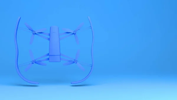 蓝色背景的无人机3D插图 — 图库照片