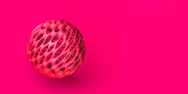 Delinmiş küreyle arka plan. Soyut pembe kompozisyon. 3d