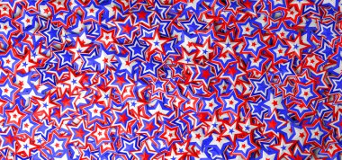 Yıldızların arka planında Amerikan bayrağı renkleri var. Üç boyutlu illüstrasyon. 4 Temmuz. Bağımsızlık Günü. Düz yatıyordu. Göreve başlama günü. 