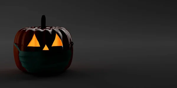 Banner Halloween Lanterna Abóboras Com Velas Fundo Desfocado Ilustração Jack — Fotografia de Stock