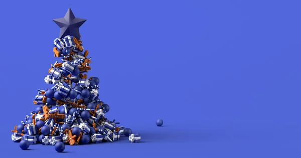 Bandeira Natal Fundo Natal Com Árvore Natal Com Bolas Homens — Fotografia de Stock