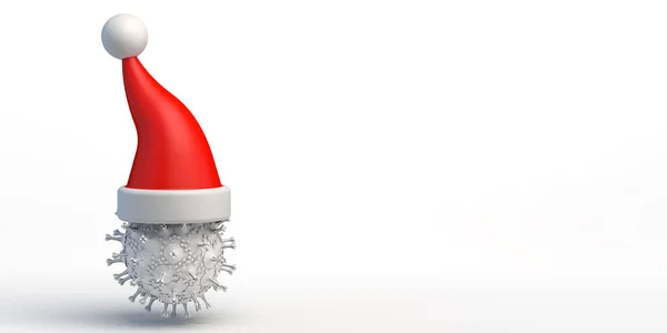 Weihnachtsbanner Weihnachten Hintergrund Mit Weihnachtsmütze Auf Einem Virus Illustration — Stockfoto