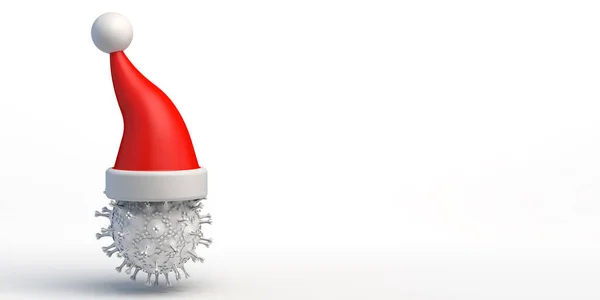 Christmas Banner Xmas Background Santa Hat Top Virus Illustration — Stock Photo, Image