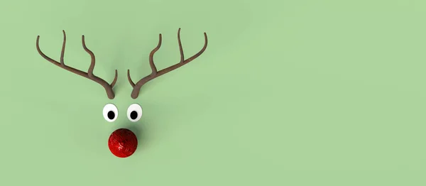 Noel oyuncağı soyut ren geyiği afişi. Uzayı kopyala 3d illüstrasyon.