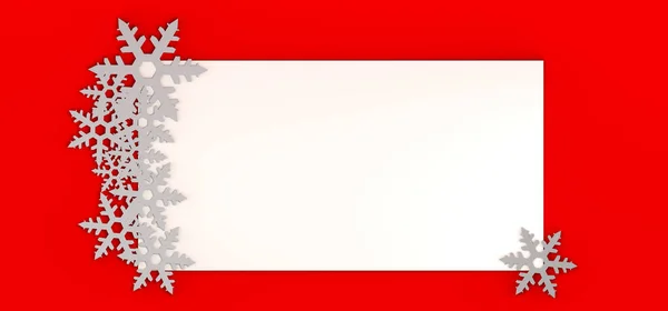Marco Rectangular Con Copos Nieve Navidad Banner Con Espacio —  Fotos de Stock