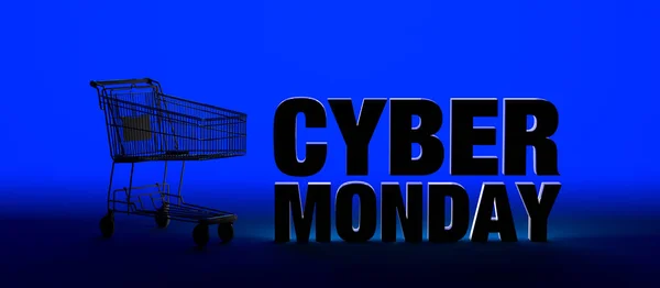 Cyber Monday Banner Background Text Shopping Cart — Stock Photo, Image