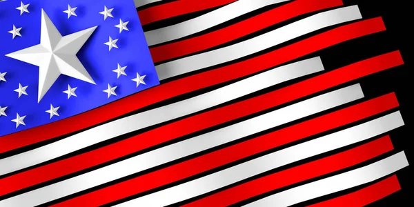 星星的背景是美国国旗的颜色 3D插图 7月4日独立日 平躺在床上开幕日 — 图库照片