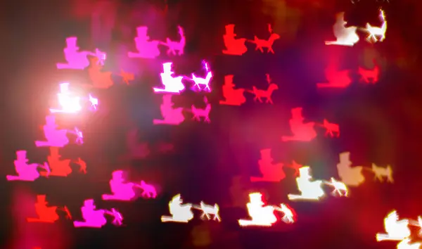 Ефект Різдвяного Боке Абстрактний Фон Формами Санчата Оленями Святкові Вогні — стокове фото