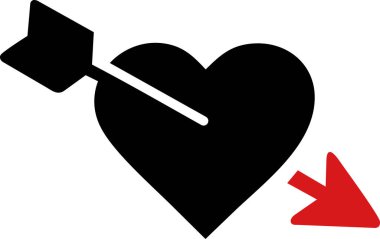 Oklu kalp ikonu. Vektör. Düz ve modern stil.