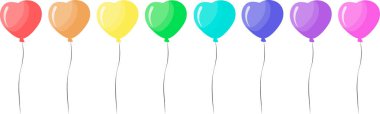 Rengarenk kalp şeklinde balon koleksiyonu. Vektör.