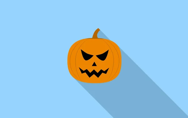 Halloween Pumpkin Banner Shadow Blue Background Background — Stock Photo, Image