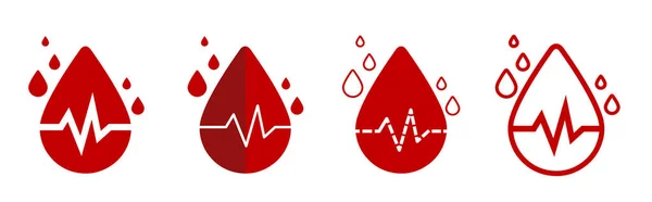 Iconos Saturación Oxígeno Sangre Con Pulso Cardíaco Diseño Plano Moderno — Vector de stock