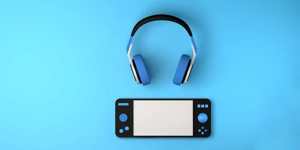 Concept Jeu Casque Avec Manette Console Jeu Une Manette Espace — Photo