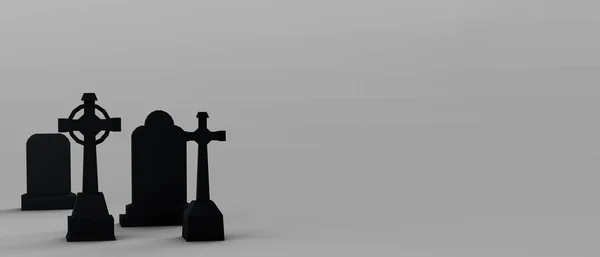 墓地だ ハロウィンのバナー 3Dイラスト — ストック写真