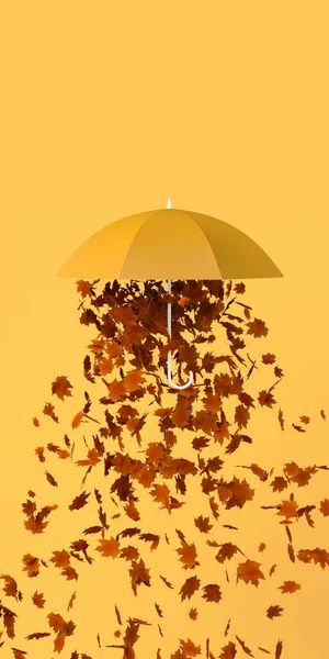 Paraplu Met Vallende Bladeren Banner Voor Het Herfstseizoen Illustratie Begrepen — Stockfoto