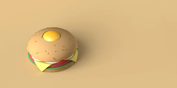 Hamburguesa Con Huevo Frito Copiar Espacio Ilustración —  Fotos de Stock